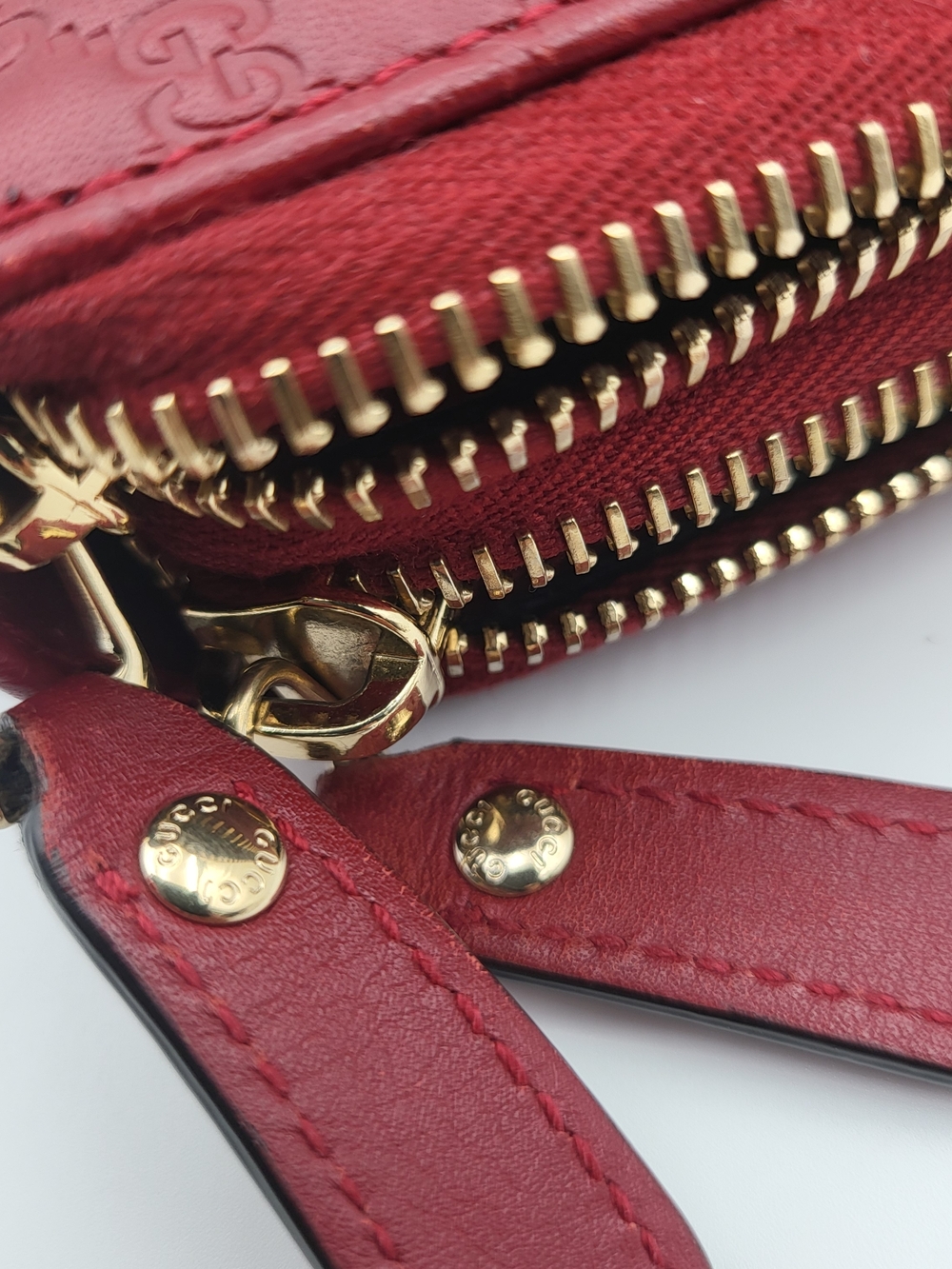 GUCCI Red Micro Guccissima Calfskin Leather Travel Wallet..Authentic... - Picture 15 of 16